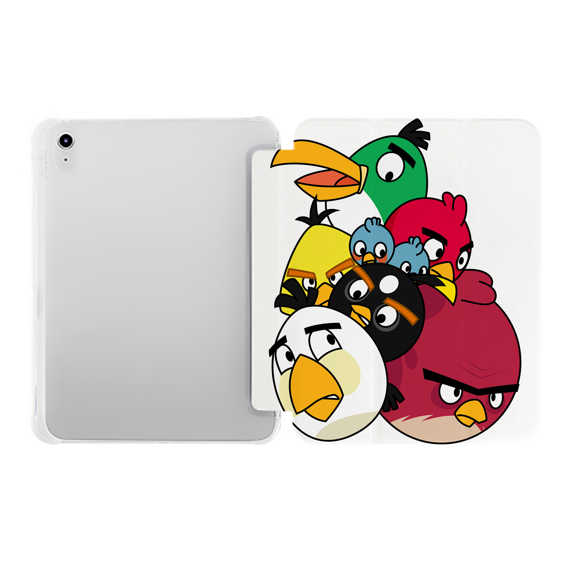 （画像用） Angry Birds アングリーバード IPad ケース ペン収納付き 三つ折りスタンド PUレザー×シリコン 対応機種9.5/10.5/10.9インチ